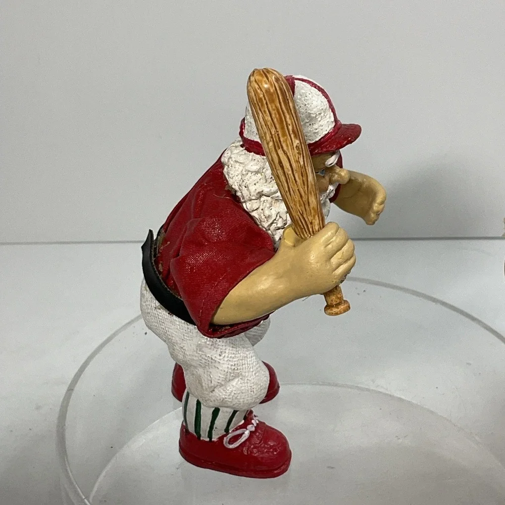 Vintage Fabric Mache Santa's 1 W/Gifts &‎ 1 Baseball Santa Good Condition No Box